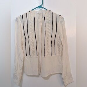 Suno Silk Blouse with Lace and Ribbon Detail
